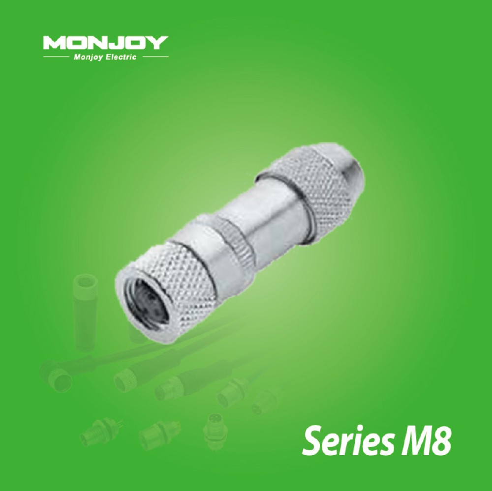 M8*1.0，直式，孔，螺釘連接， 屏蔽，電纜連接器