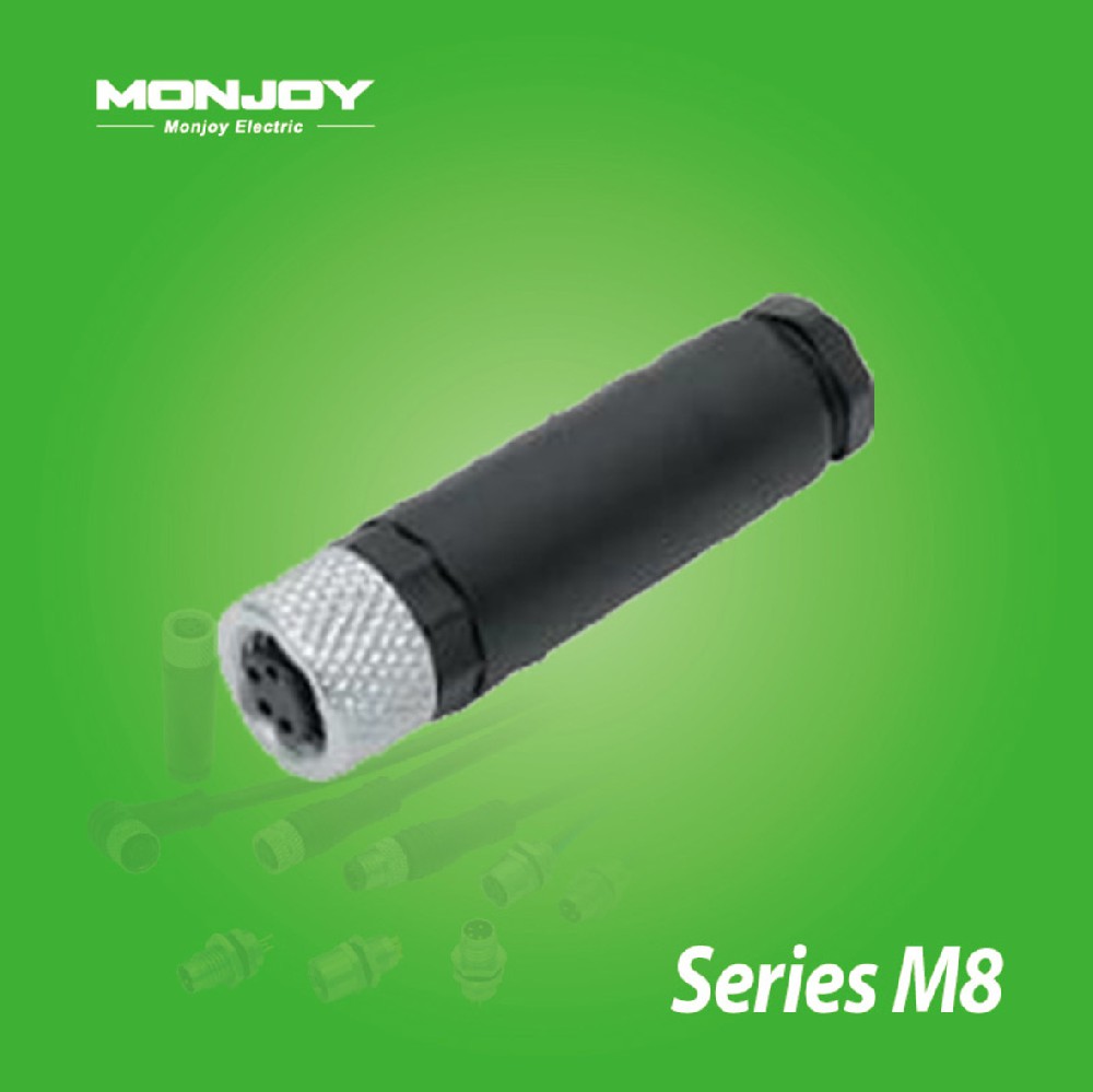 M8*1.0，直式，孔，螺釘連接， 電纜連接器