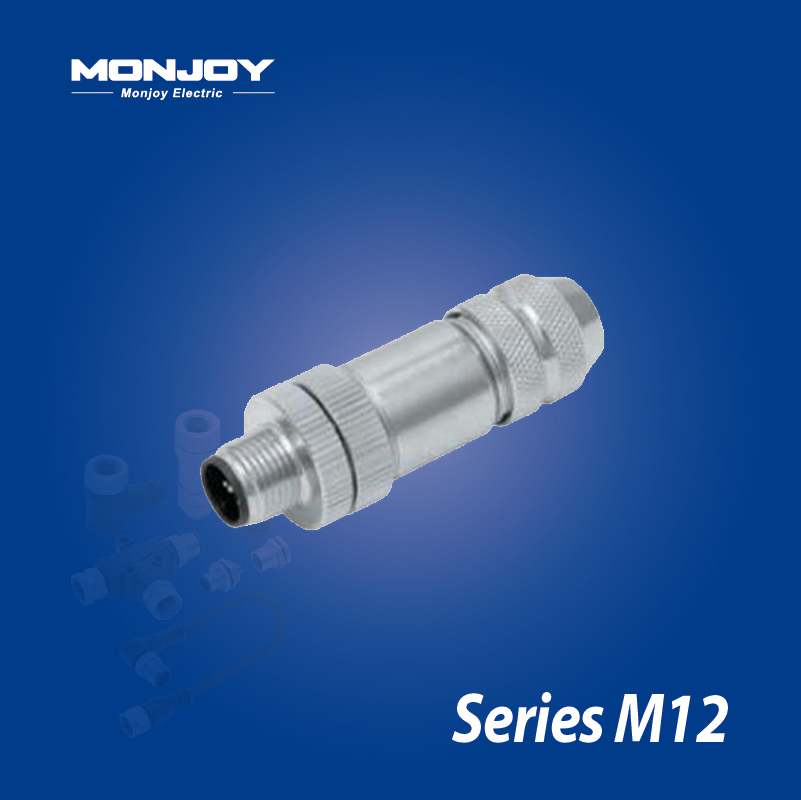 M12*1.0，D標準，直式，針， 螺釘接線，屏蔽，電纜連接器