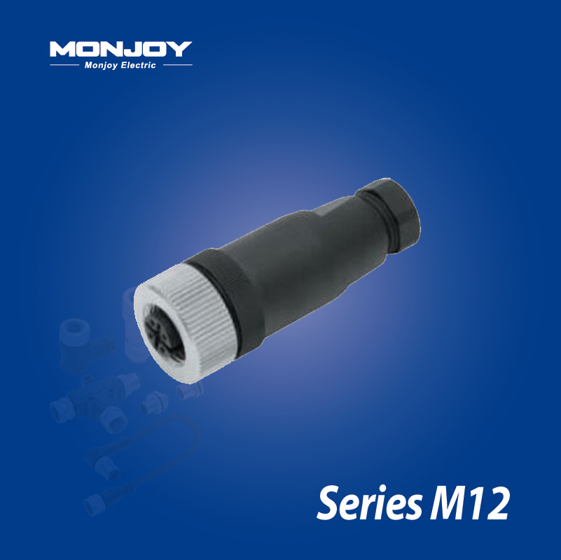 M12*1.0，D標準，直式，孔， 螺釘接線，電纜連接器